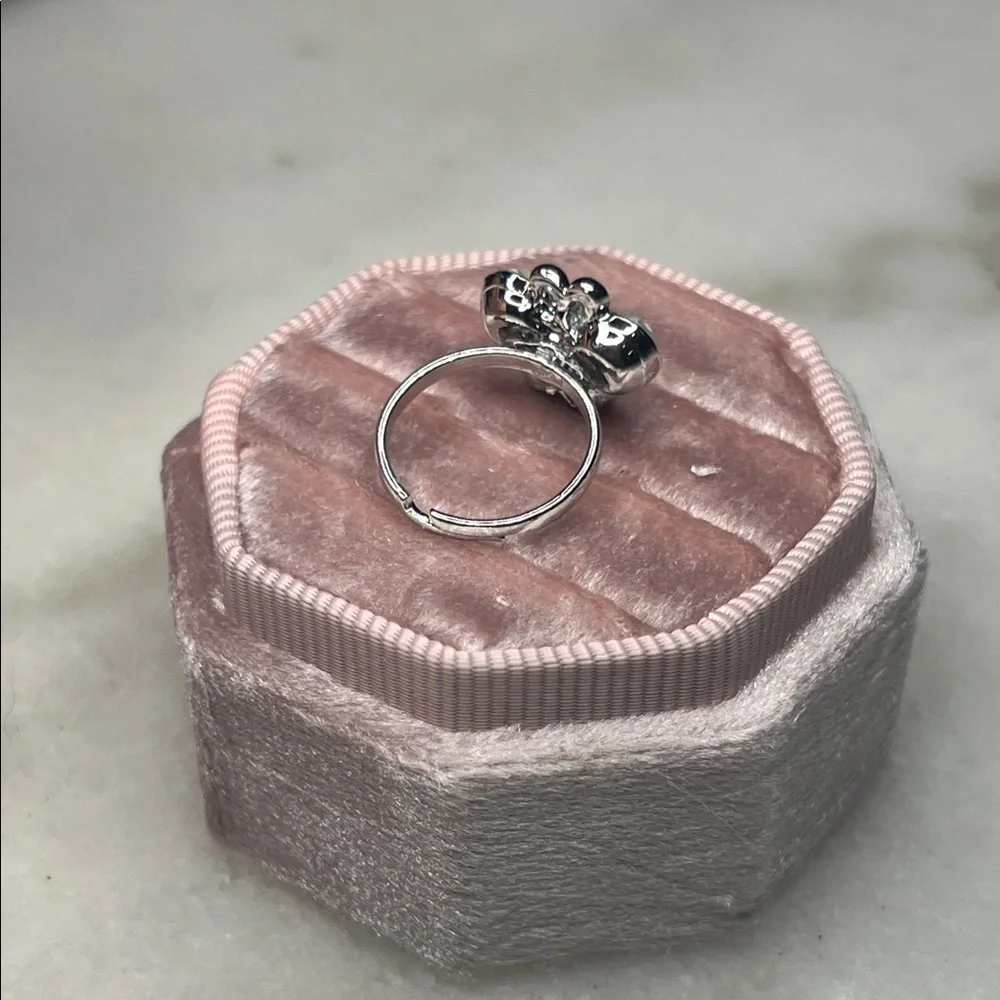 Elegant Silver Crystal Butterfly Ring